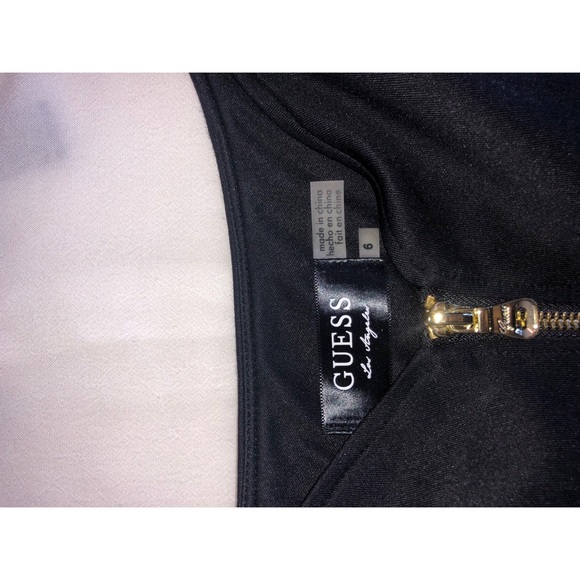Guess Zip-Front Body Con Dress Black Eyelet Size 6 - Picture 3 of 3